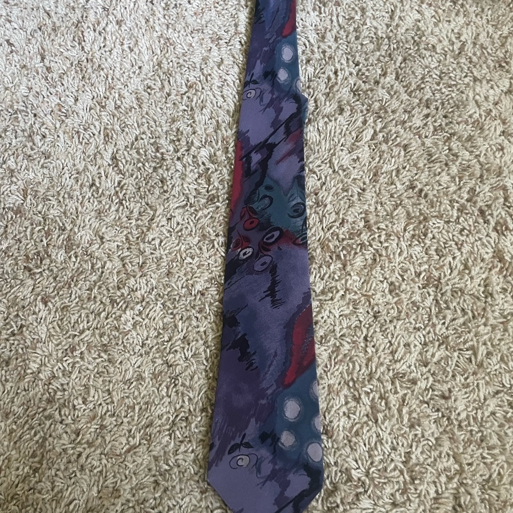 Purple and Blue Abstract Silk Tie